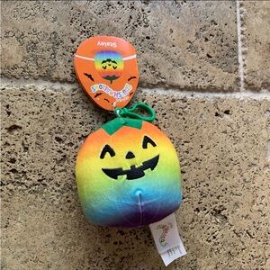 Squishmallow Staley Rainbow Pumpkin Clip Keychain NWT